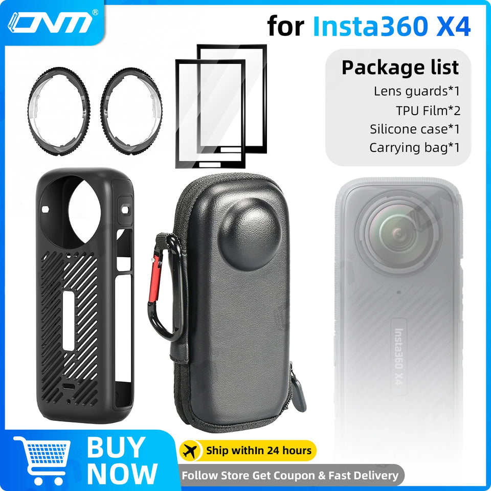 Accessories Set for Insta360 X3 X4 X5 Lens Guard Screen Protector Storage Bag Silicone Case Lens Cap Protective Frame Insta 360