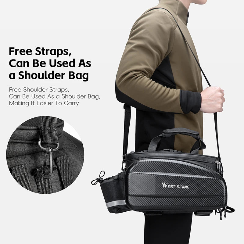 WEST BIKING Cycling Trunk Bag Large Capacity Bicycle Pannier Multifunctional Reflective Bike Bag Travel Bag MTB Bike Accessories