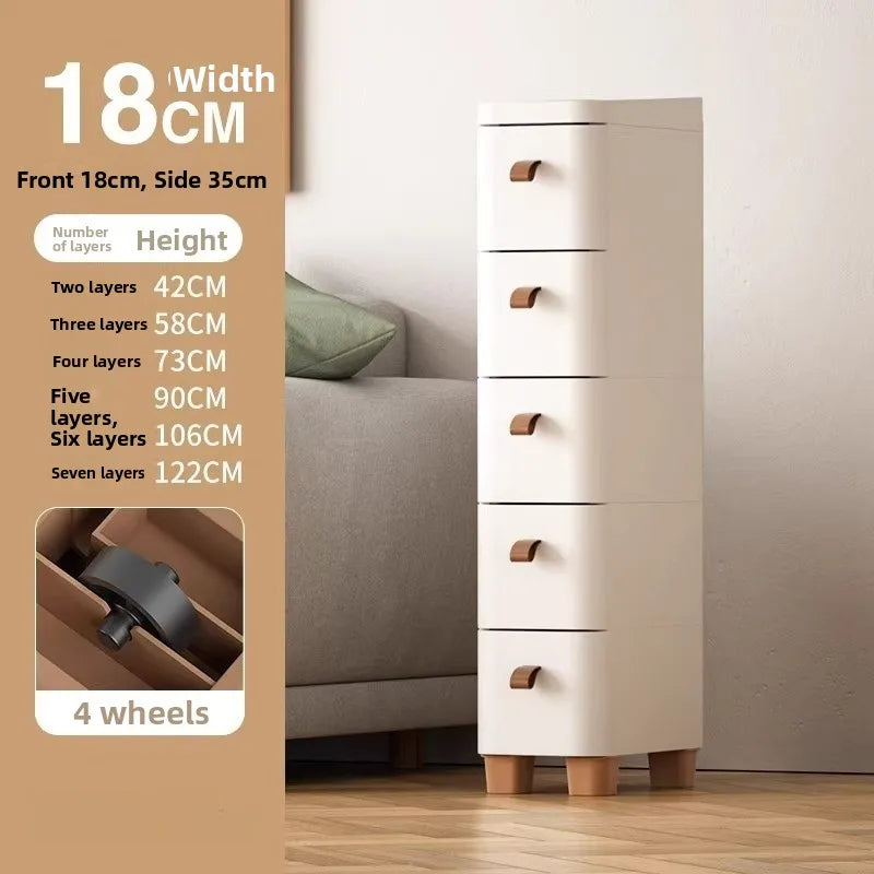 Narrow Space Storage Cabinet Drawer Style Kitchen Bathroom Multi-layer Organizer Shelf Wall Mounted Rectangular Plastic Storage