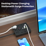 5-Foot  power strip Power Outlet with Surge Protector, 9 ac, 3 USB Ports, Extension Cord, Quick Charge, for Home and Office
