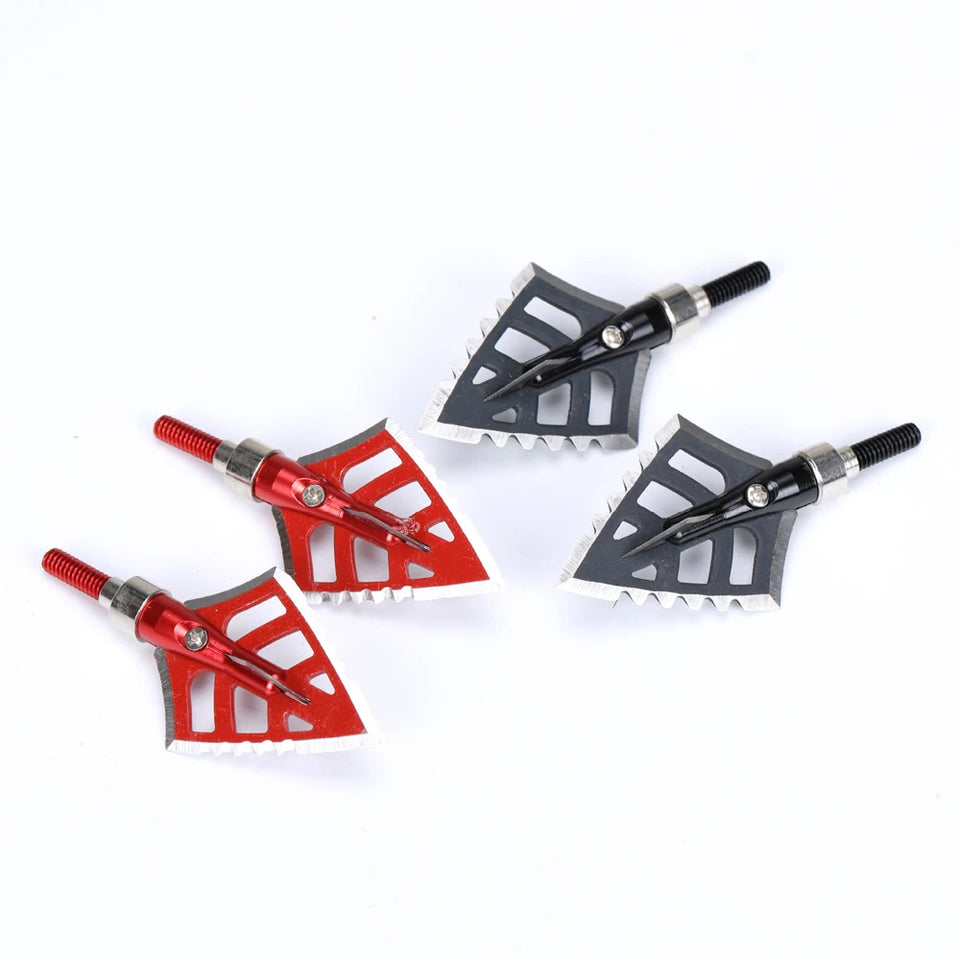 6Pcs Archery Hunting Aluminum Broadheads 4-blade Arrow Heads Points Tips Shooting 100 Grain Broadheads