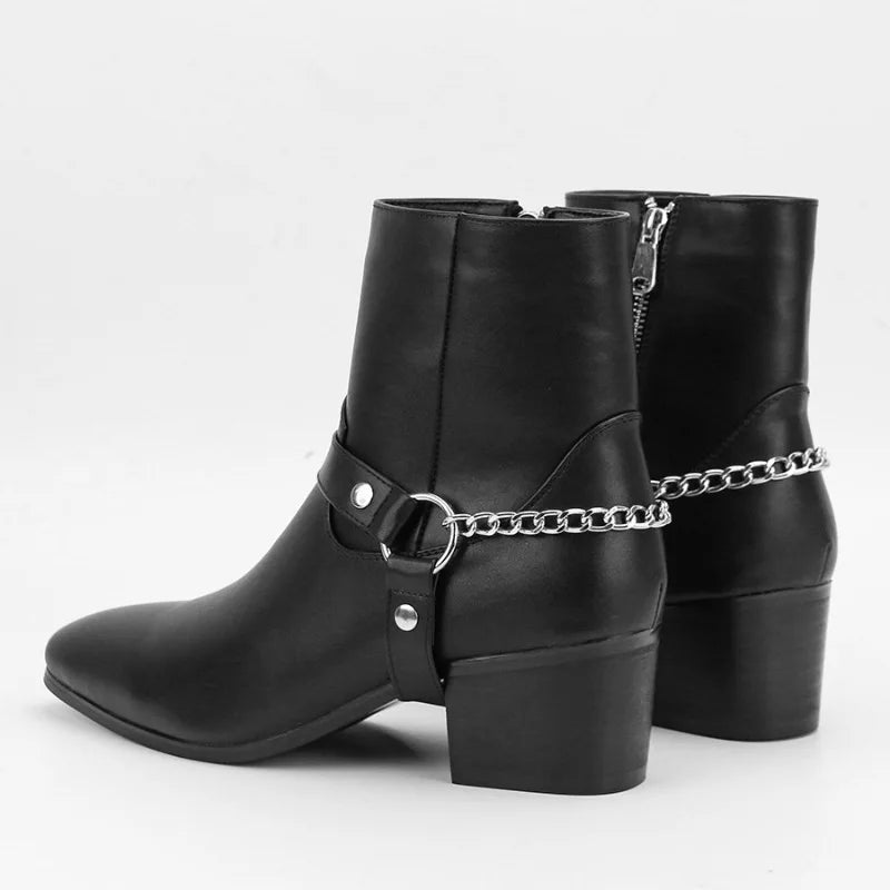 Fashion Men's Boots Designer Mid-Calf High Heel Boot 2025New Chelsea Boots Luxury Leather Boots for Men Big Size47 Botas Hombre