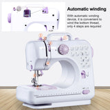 12 Stitches Electric FMSH-505 Sewing Machine Mini Household Sewing Machine with Extension Table US Automatic winding design