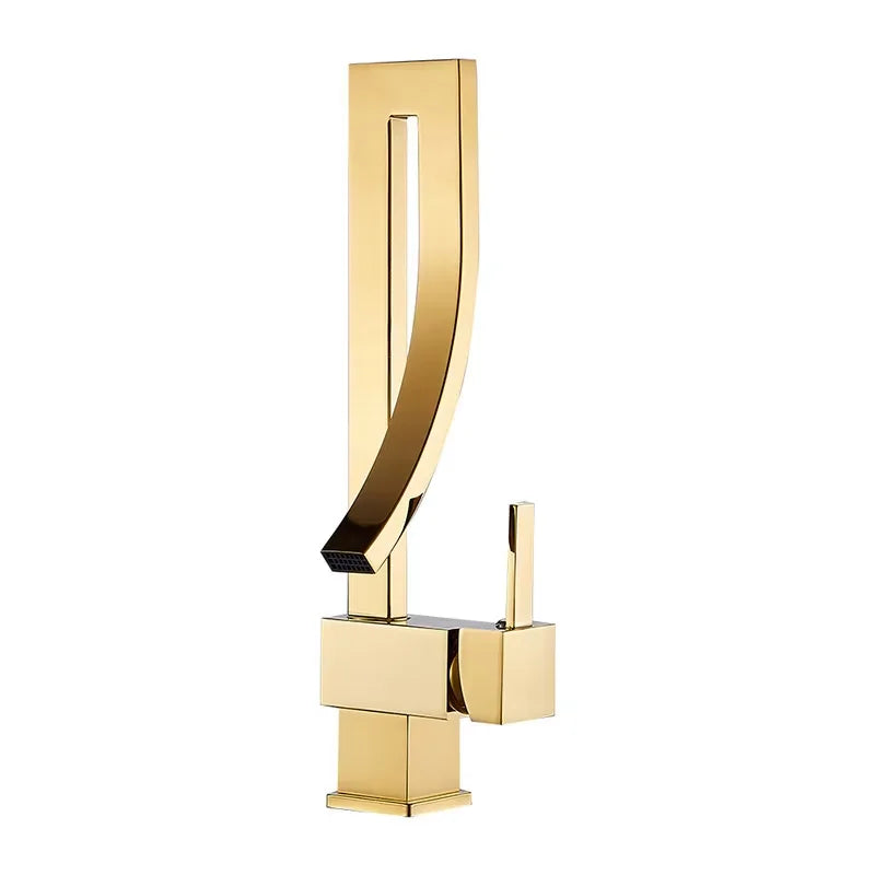 Brass Core Modern Bathroom Sink Faucet Single Handle Deck Mounted Wash Basin Water Tap Hot And Cold Water Mixer