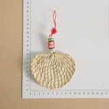 Handmade Woven Cattail Leaf Fan Summer Heart-shaped Mini Fan Small Fan for DIY Floral Bouquet Materials Home Decoration