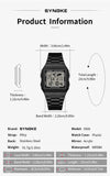SYNOKE Stainless Steel watchband Chrono Sport Watches Men Back Light Display Digital Wristwatch Waterproof plastic watch case
