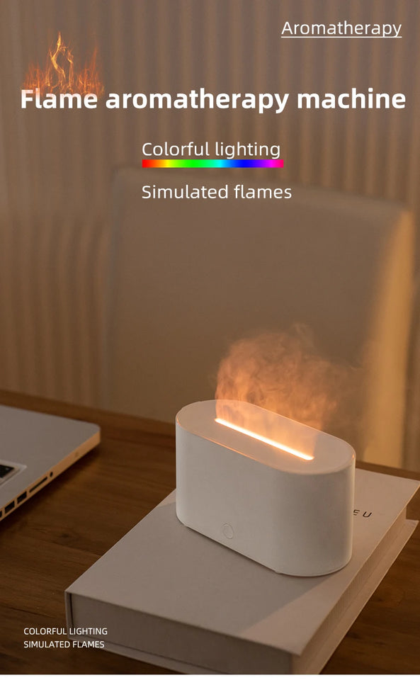 HY02 Flame Aromatherapy Humidifier with Anti-Dry Burn Feature Colorful Lights Silent Mist Moisturizing And Humidifying Function