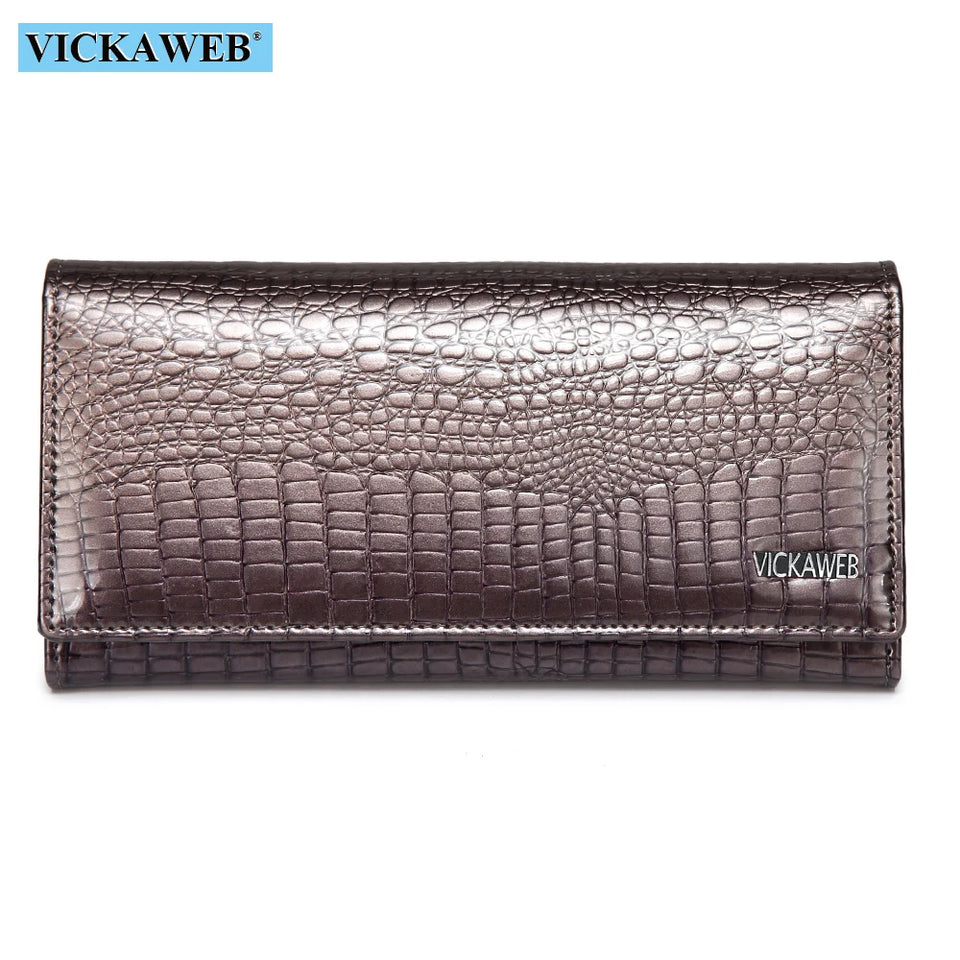 New Women Magnetic Hasp Wallet Genuine Leather Coin Purse Ladies Long Fashion Female Card Hold Money Bag AE501-1