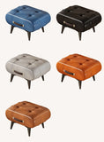 Furniture Small Upholstered Shoe Bench Oil Wax Leather Padded Entryway Shoe Changing Stool Modern Minimalist Living Room Ottoman