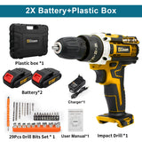 Gisam Cordless Drill Rechargeable Electric Screwdriver Electric Drill Mini Wireless Hand Drill Lithium-Ion Battery Power Tools