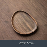 Retro Walnut Tea Tray Wooden Round Serving Platter Tray Leaf Storage Wooden Tea Tray Plate Tea
