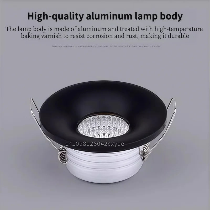 5pcs/lot dimmable mini COB downlights, 3W spotlights, LED recessed ceiling lights, AC85-265V household and commercial lighting