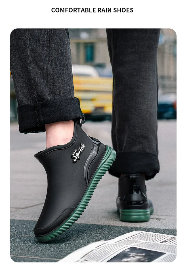 Couples Short Rain Shoes Fashion Light Waterproof Shoes Non-Slip Sports Korean Rain Boots