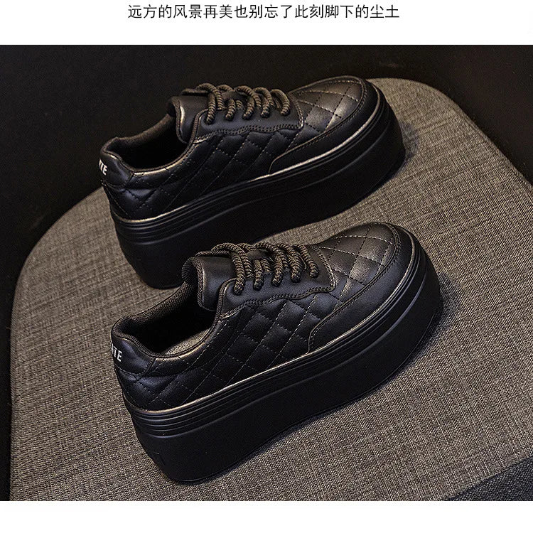 Fujin 8cm New Sewing Genuine Leather Platform Wedge Ankle Boots Chunky Sneakers Women Comfy Spring Autumn Supportive Pumps Shoes