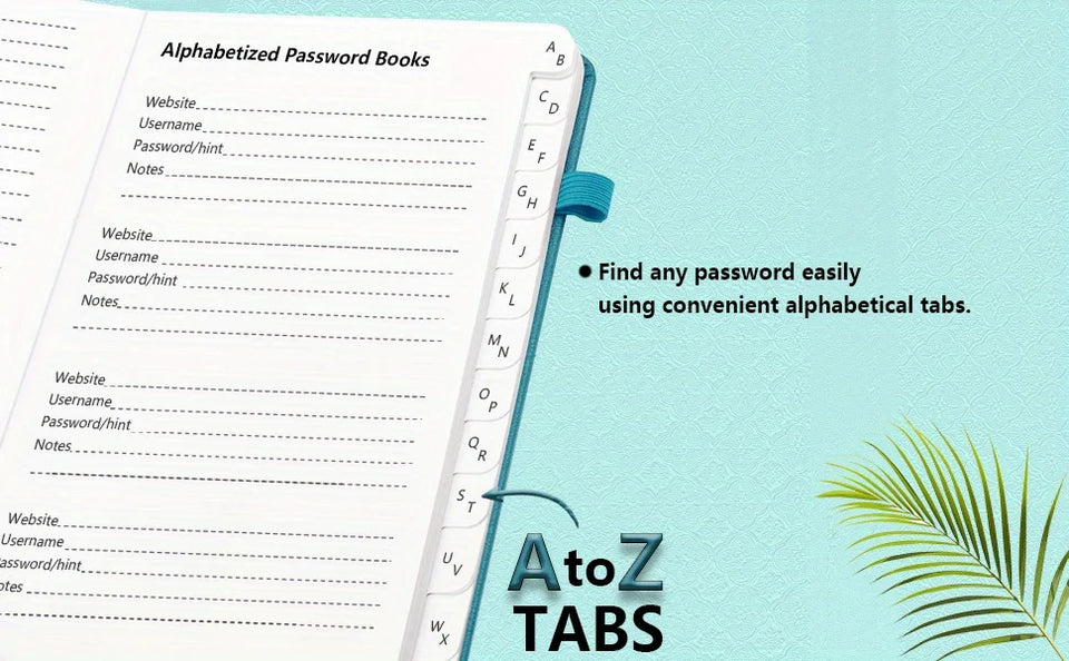 Password Book with Alphabetical tabs. Hardcover Password Keeper Notebook for Seniors, Internet Password Logbook Journal, Address