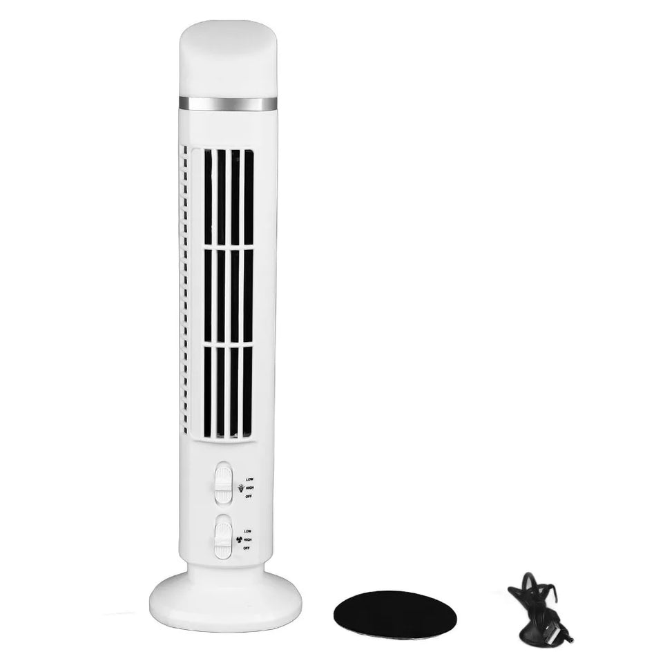 Bladeless Tower Fan Portable USB Desk Fan with Light for Home Bedroom Office