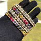 New Arrivals Geometric Bohemian Rainbow Cubic Zirconia Stretchy Stretch Tennis Bracelet Fashion Gold Plated Jewelry For Women