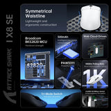 Attack Shark X8 SE Wireless Gaming Mouse | 55g Ultra-Light | 1KHz Wired/Wireless | PAW3311 25K DPI | Tri-Mode | 80M Clicks