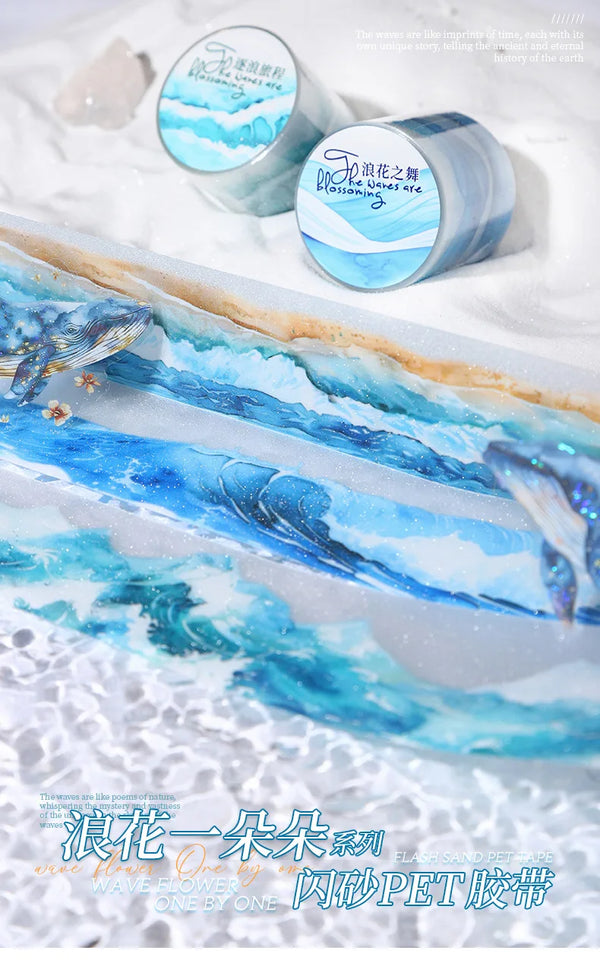 Mr. Paper, 200cm/roll, Wave Themed Material Tape, Decorative Collage Scrapbook, Photo Frame, Phone Case, Notebook, Water Cup