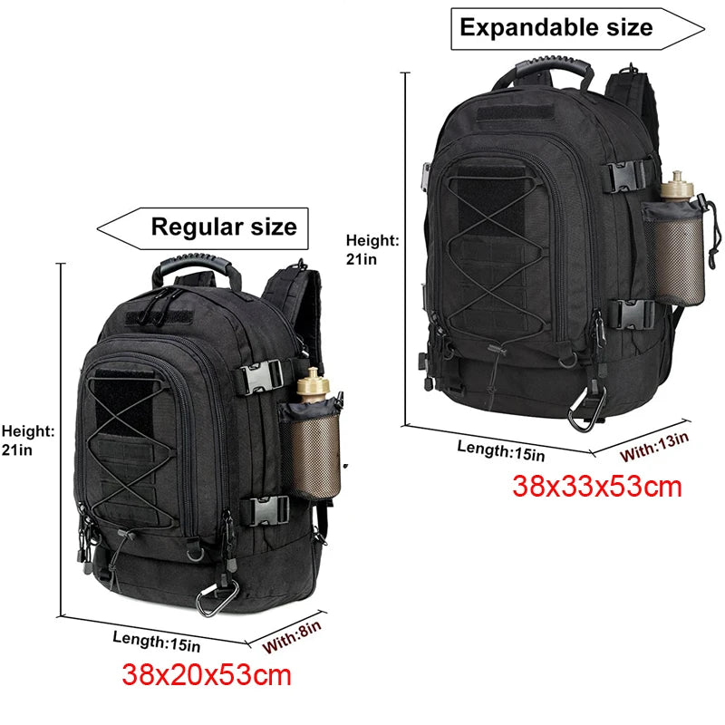 LQARMY 60L Military Tactical Backpack Army Assault Rucksack Outdoor 3Day Expandable Travel Backpack Hiking Molle Bug Out Bag