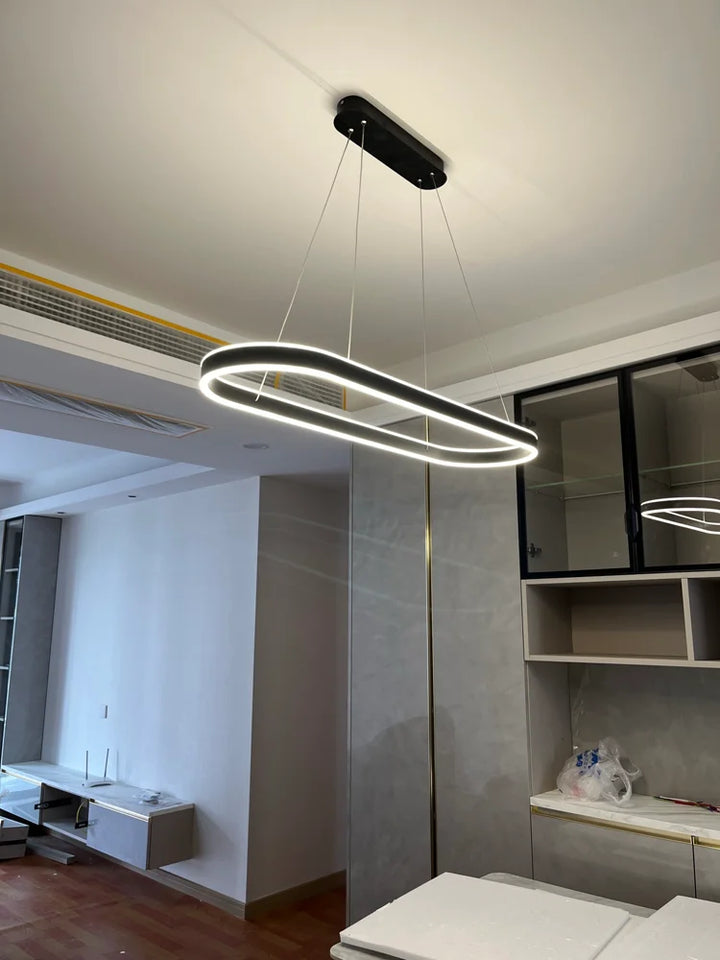 Nordic LED Restaurant Chandelier Ring Aluminum Chandelier Suitable For Kitchen Restaurant Hanging Chandelier Lustre Lighting