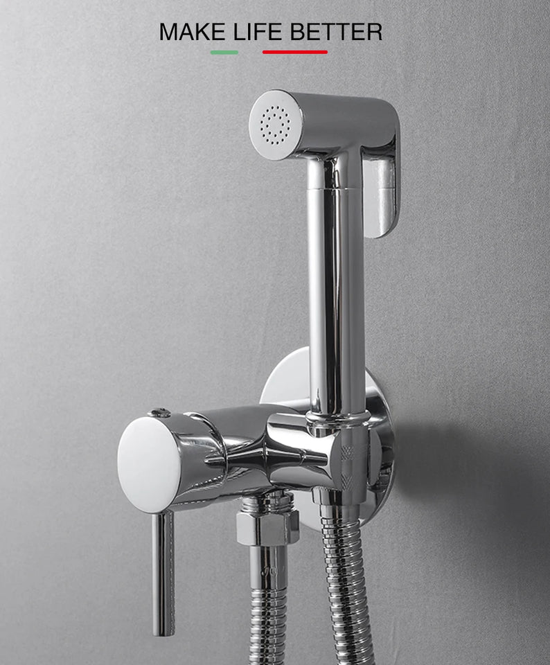 ULA Brass Bidet Faucet Black Toilet Faucet Handheld Toilet Bidet Sprayer Set Hygienic Shower Hot Cold Water Mixer Shower Head
