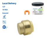 KING SMART 1/2" Push Fit Plug/End Cap CUPC NSF Lead Free Certified; DZR Lead Free Brass; 10Pcs; 80512