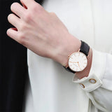 1 Set Women Leather Watches Minimalist Style 6.9mm Ultra Thin Dial Black Gift Box Adjuster Spare Strap Women's Dress Wristwatch