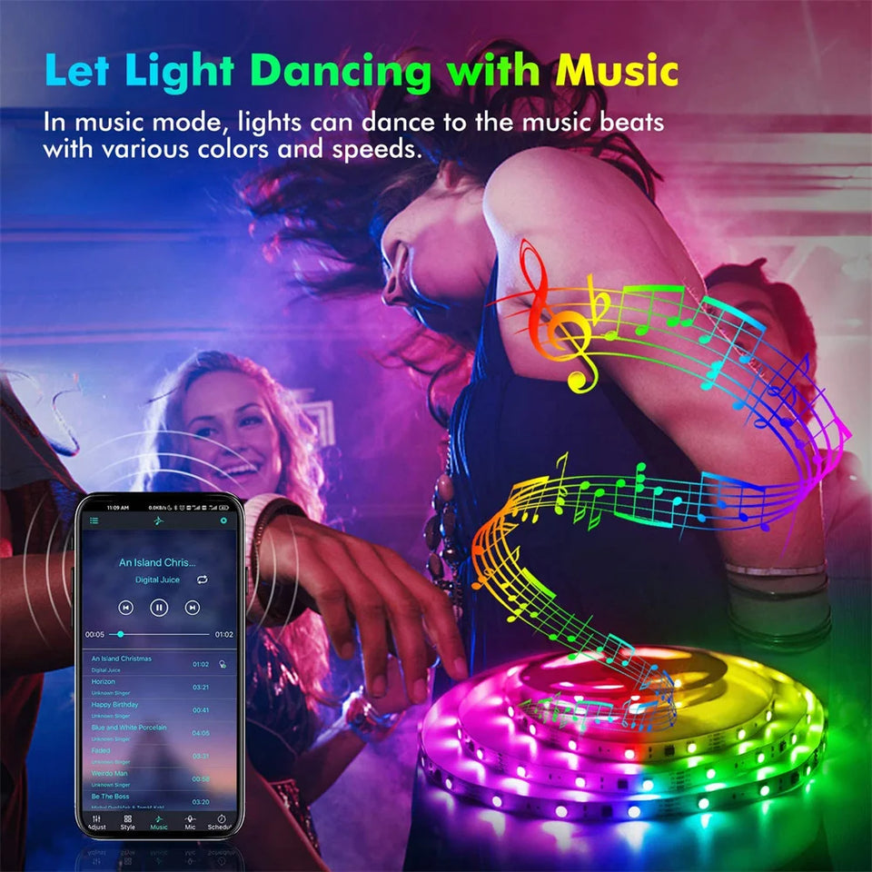 RGB 5050 LED Strip Lights Remote App Control TV Backlight Flexible Ribbon Tape USB 5V Led Light for PC Gaming Room Decoration