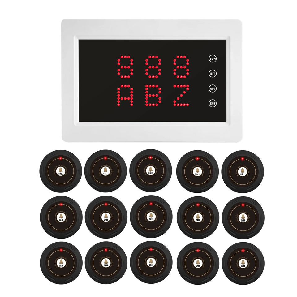 BYHUBYENG Wireless Calling System Restaurant Pager System Display + Calling Buttons for Restaurant Nursing Home Clinic Caregiver