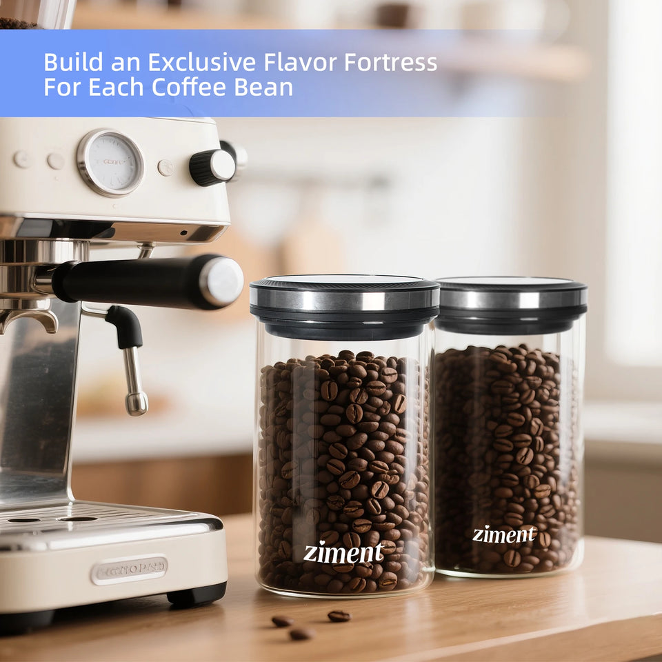 Vacuum Sealed Jar Coffee Bean Storage Bottle 1.6L/1.1lbs Kitchen Food Grain Tea Glass Jar Fresh Storage Jar Kitchen Accessories