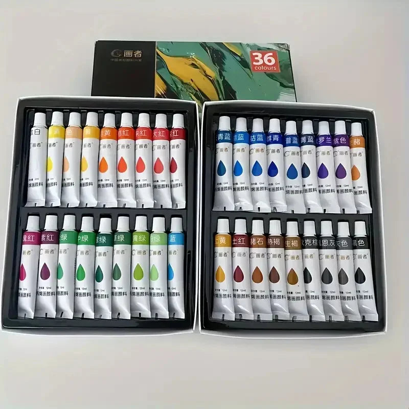 12/18/24/36 Colorful acrylic paint set, 12ml/0.42 oz, can be mixed for painting, doodling, DIY and artistic creation perfect hol