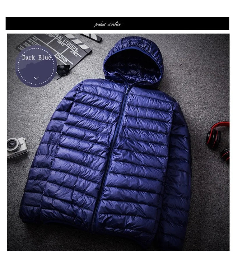 2023 New Arrivals Men's Fashion Hooded Puffer Jackets Autumn Winter Keep Warm White Duck Down Casual Men Down Coat