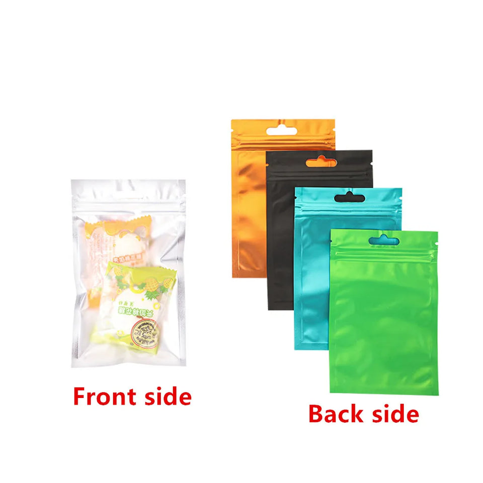 100pcs Silver Dumb Aluminum Foil Bags Heat Seal - Top Open Mylar Foil Bag Matte Surface Plastic Food Package Spices/Sauce Pouch