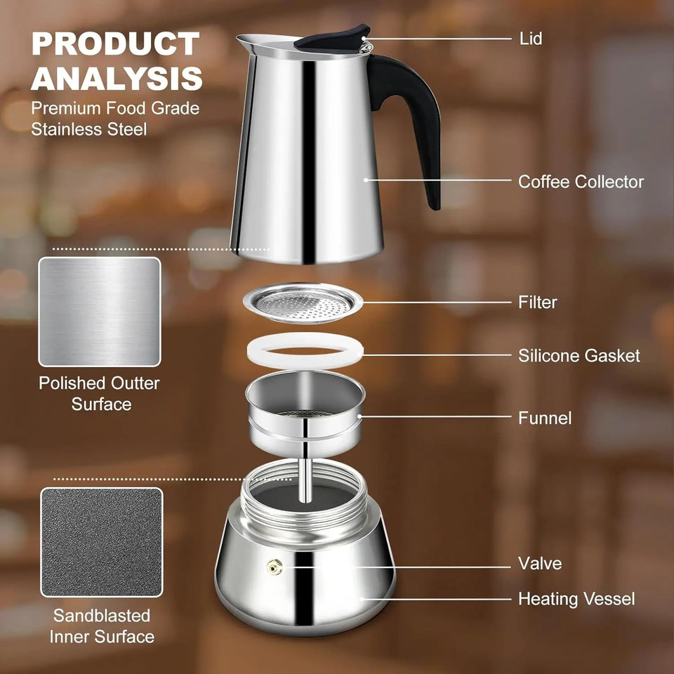 Stovetop Espresso Maker Stainless Steel Moka Pot Stove Top Percolator Italian Coffee Makers Capable Mocha  Cafe Classic  Cooker