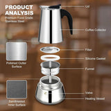 Stovetop Espresso Maker Stainless Steel Moka Pot Stove Top Percolator Italian Coffee Makers Capable Mocha  Cafe Classic  Cooker
