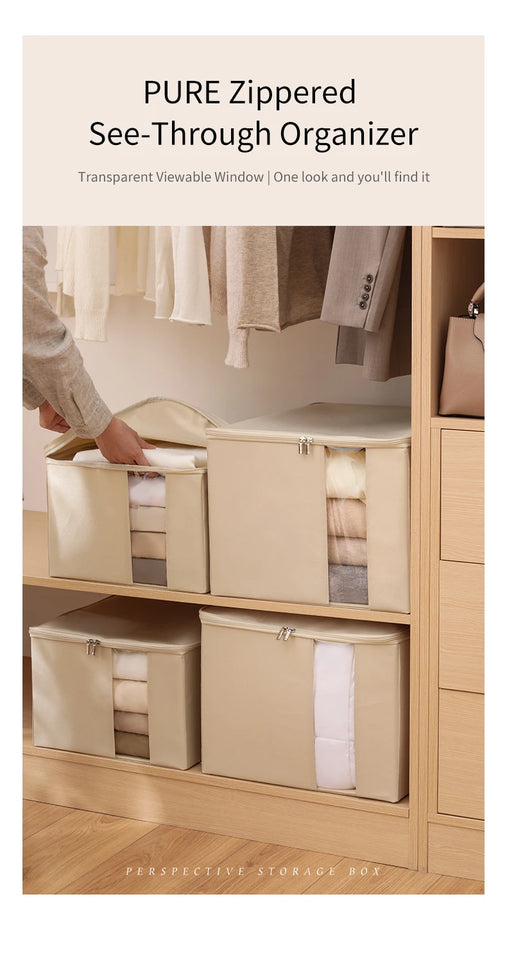 Tianzong Closet Comforters Zipper Storage Box Wardrobe Clothes Organizers with Lid Fabric Cube Home Wardrobe Folding