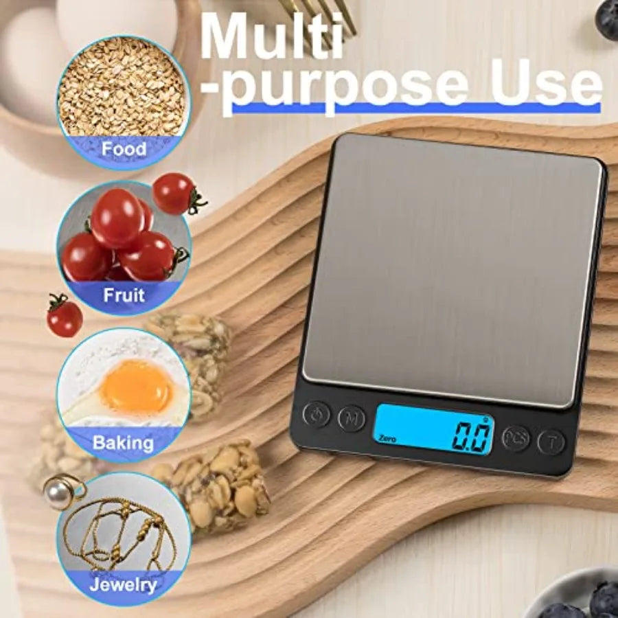 Digital Food Kitchen Scale Upgraded 3000g 0.1g High Accuracy Mini Pocket Scale with Tare Function for Cooking Baking Jewelry Me