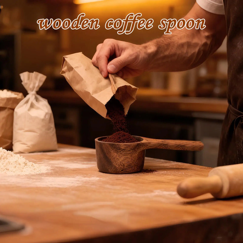 Wooden Coffee Scoop 42ml Measuring Spoon Multipurpose Kitchen Tool Utensil For Sugar Tea Flour Bean Protein Powder Cafe Supplies