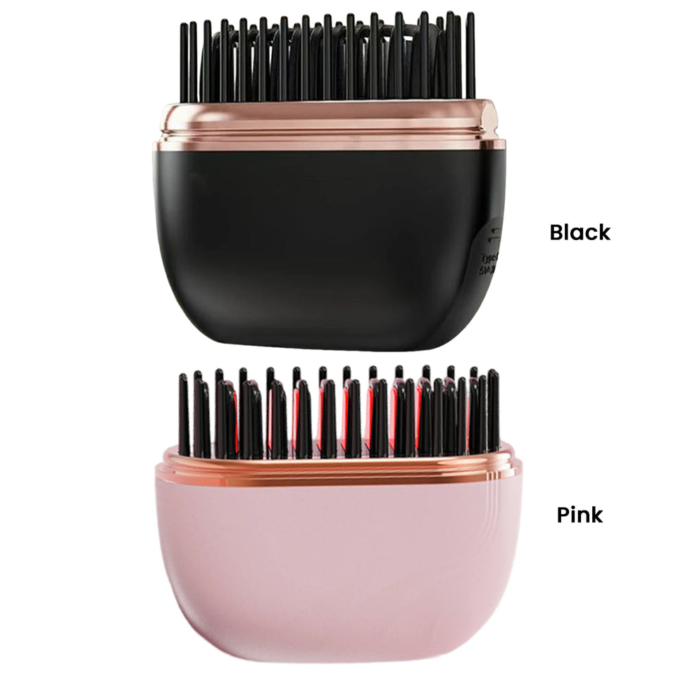 Wireless Hair Straightener Brush USB Rechargeable 30s Fast Heat 3 Temperature for Straight & Curly Hair Types Mini Travel Styler
