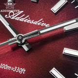 ADDIESDIVE AD2073 Men's Business Watch Sapphire Glass Stainless Steel Quartz Wristwatches Gradient Red Dial Watches Reloj Hombre