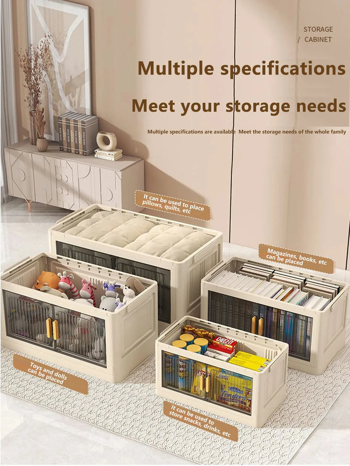 Collapsible Sturdy Storage Cabinet with Drawers and Wheels - Roomy Multi-purpose PP Organizer - Durable Storage Shelf
