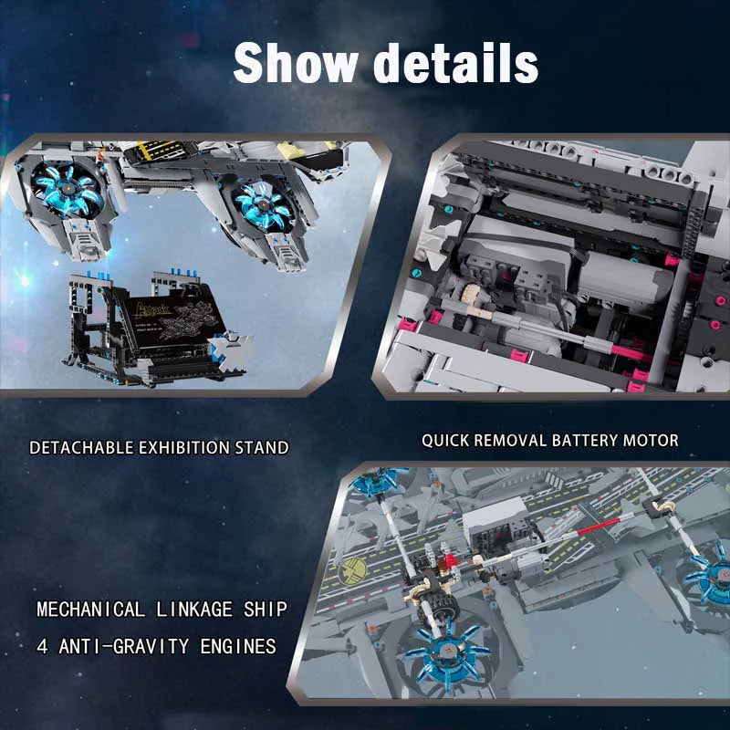 New 3385pcs Technical MOC Idea The SHIELD Helicarrier Building Blocks Bricks Model Assembling Toys for Boys Birthday Gift Set