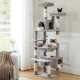 Multi-Level Cat Tree Tower with Scratching Posts&Board, Hammock, Cat Condo, Spacious Top Perch,Dangling Balls for Indoor Cats