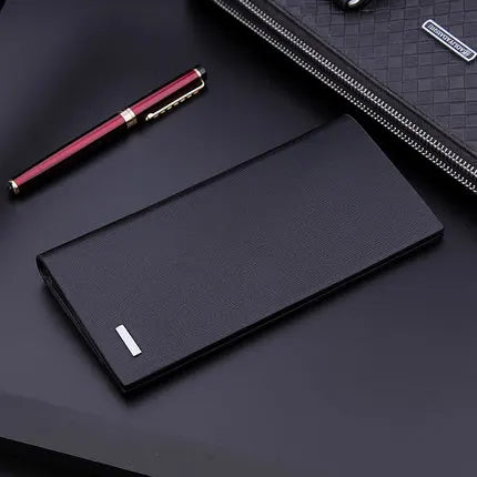 Men's PU Leather Long Clutch, Thin Business Card Holder, Men's Wallet, Brown, Black, Coffee, Pocket Coin Purse, Fashion 2024