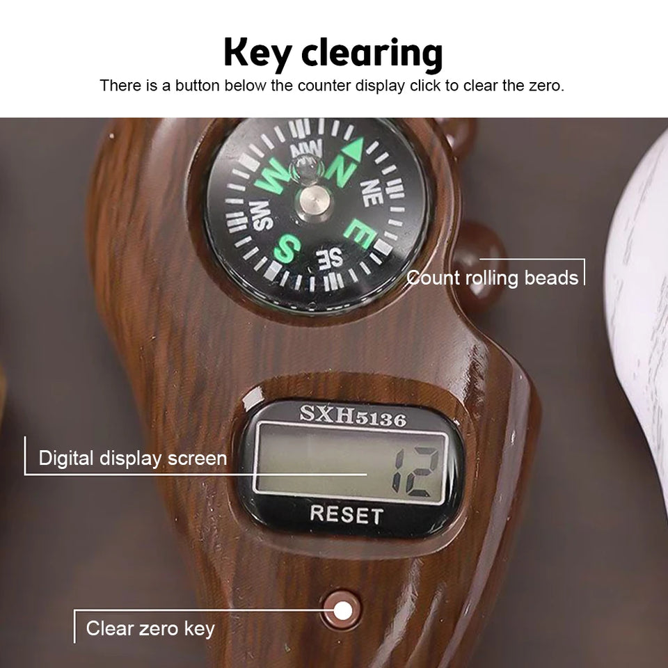 Electronic Digital Electronic Tally Counter with Compass Tassel Finger Game Toy Manual Reset Decompress Relax Tool LCD Register
