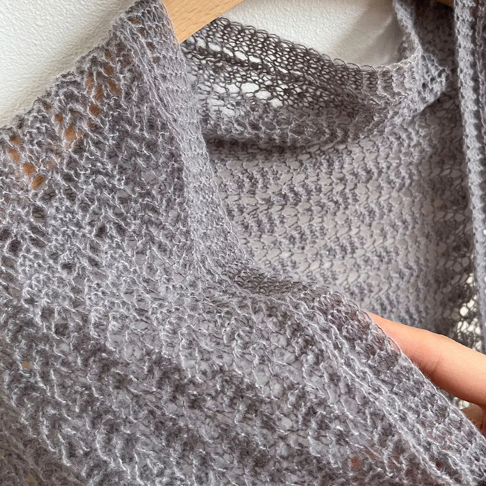 Korean Hollow Out Knitted Shawl Summer Air Conditioning Fake Collar Neck Guard Knit Thin Knotted Cape Shoulder Scarf For Women