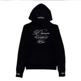 Punk Gothic Letters Hot Diamond American Retro Men and Women Pullover Hoodie Personalized Fashion Loose Casual Sweatshirt