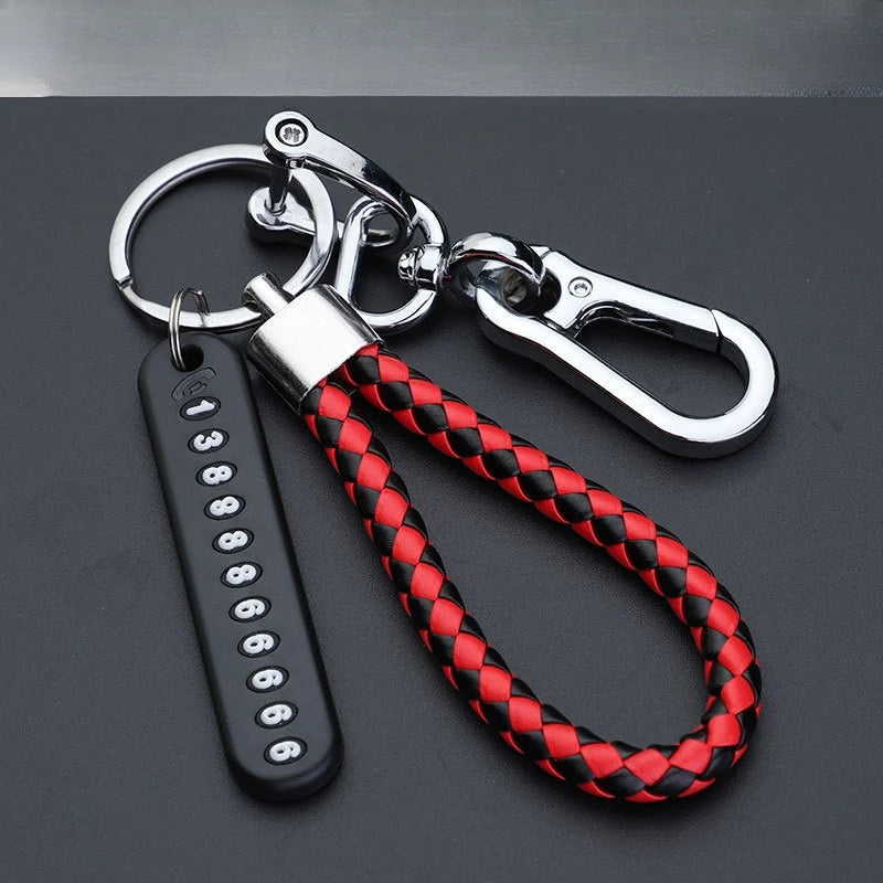 Mobile Phone Number Plate Woven Rope Car Key Anti-loss Phone DIY Pendant Men's and Women's 8-shaped Key Chain Key Chain