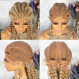 KIMA New Arrival 26 Inches Braided Wigs Synthetic Lace Front Hair Wig With Baby Hair for Black Women